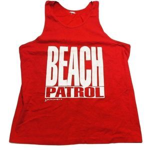 Vintage 90s Beach Patrol Red Swimwear Tank Top XL